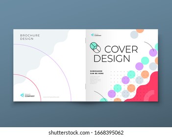 Square Brochure Template Layout Design. Corporate Business Annual Report, Catalog, Magazine, Flyer Mockup. Creative Modern Background Concept In Abstract Flat Style Shape