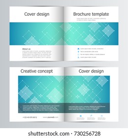 Square brochure template with polygonal abstract background. Medical, scientific and technological concept. Vector illustration