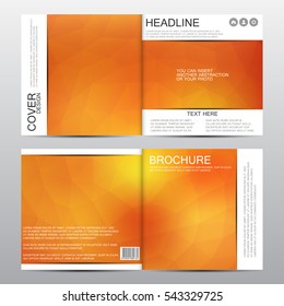 Square brochure template with triangles. Geometric abstract background. Vector graphics.