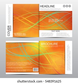 Square brochure template with waved lines. Geometric abstract background. Vector graphics.
