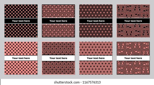 Square brochure templates vector set black and pink