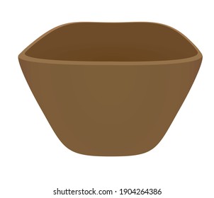 Square brown bowl. vector illustration