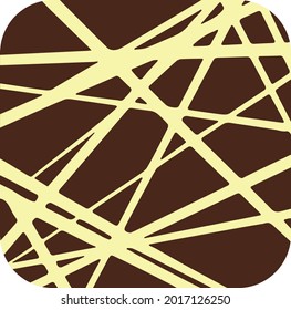 Square brown Chocolate candy with linear cream hatched decoration. Layered confectionary SVG svg