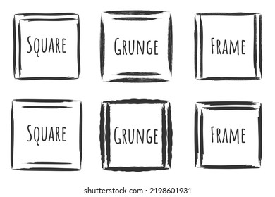 Trazo de pincel cuadrado, marco de pintura dibujado a mano para el logotipo de diseño, pancarta, tarjeta. Ilustración del vector
