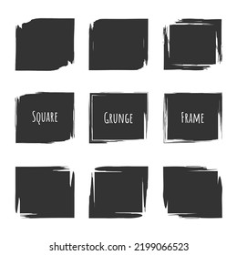 Square brush stroke, hand drawn paint frame for design logo, banner, card. Vector illustration