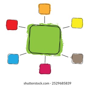 Plantilla de gráficos de información de trazos de pincel cuadrados. Gráficos de negocios y concepto de Elementos Vector