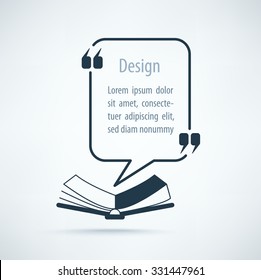 Square bubble - template for the quotes from the book, vector illustration.