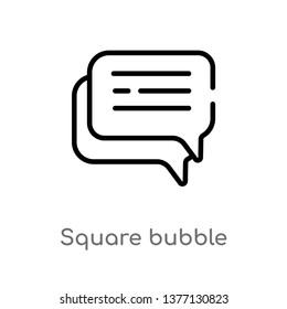 square bubble vector line icon. Simple element illustration. square bubble outline icon from social concept. Can be used for web and mobile