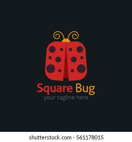 Square Bug Logo Design Vector. Flat Style Design