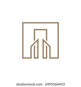 Square Building Outline Geometric Logo design vector template