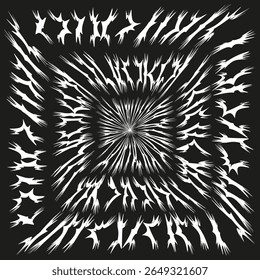 Quadro de burst quadrado. Padrão de pico convergente. Vetor estrela dinâmica. Emblema de impacto energético.