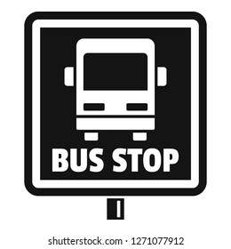 Square bus stop sign icon. Simple illustration of square bus stop sign vector icon for web design isolated on white background