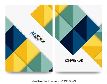 Square business a4 brochure cover design, flyer, annual report. Vector background