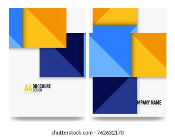 Square business a4 brochure cover design, flyer, annual report. Vector background