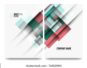 Square business a4 brochure cover design, flyer, annual report. Vector background