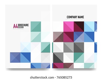 Square business a4 brochure cover design, flyer, annual report. Vector background