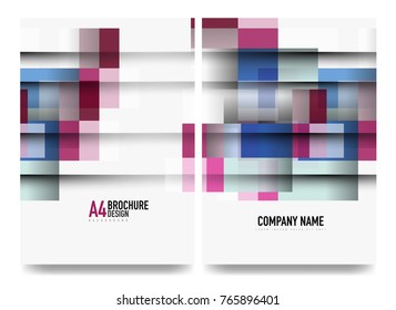 Square business a4 brochure cover design, flyer, annual report. Vector background