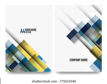 Square business a4 brochure cover design, flyer, annual report. Vector background