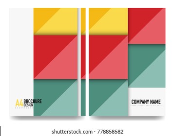 Square business a4 brochure cover design, flyer, annual report. Vector background
