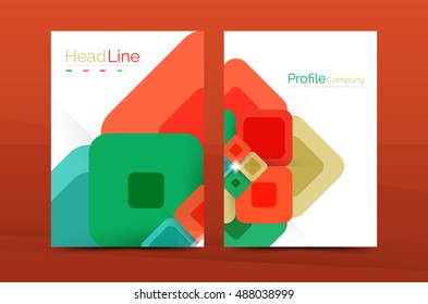 Square business abstract background, corporate print template. Vector