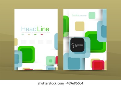 Square business abstract background, corporate print template. Vector
