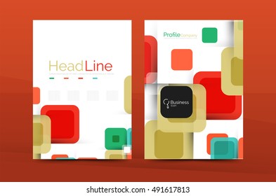 Square business abstract background, corporate print template. Vector