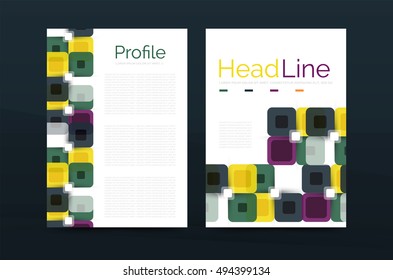 Square business abstract background, corporate print template. Vector
