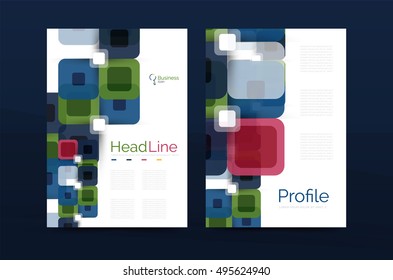 Square business abstract background, corporate print template. Vector