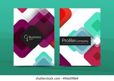 Square business abstract background, corporate print template. Vector