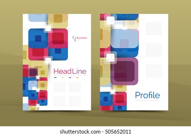 Square business abstract background, corporate print template. Vector