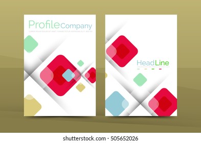 Square business abstract background, corporate print template. Vector