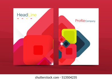 Square business abstract background, corporate print template. Vector