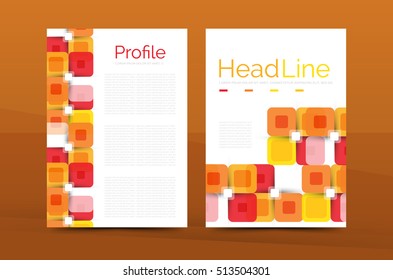 Square business abstract background, corporate print template. Vector