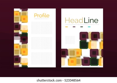 Square business abstract background, corporate print template. Vector