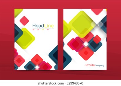 Square business abstract background, corporate print template. Vector