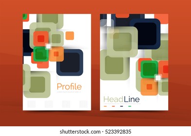 Square business abstract background, corporate print template. Vector