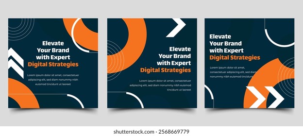 Square business background text social media post template design, featuring contemporary circle and line element.