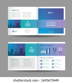 Square Business Bi-Fold Brochure Design | Booklet Design | Marketing and Financial Document