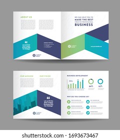 Square Business Bi-Fold Brochure Design | Booklet Design | Marketing and Financial Document