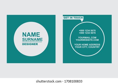 Square business card for personal and corporate use