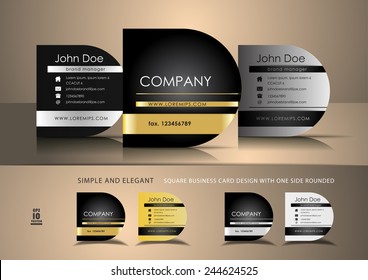 Square business cards with one side rounded