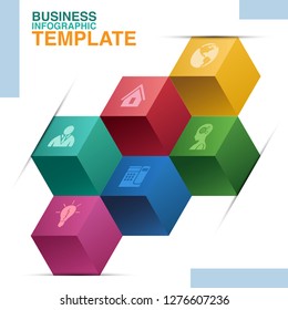 Square business infographic with icon and symbol, vector illustration graphic