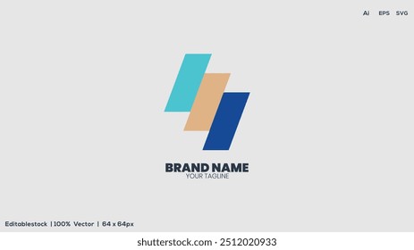 The square business logo to the name of the placeholder the name of the company. Geometric vector logo design elements.