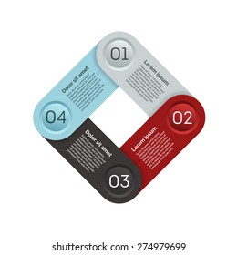 Square business presentation template with text areas. Infographic design element with 4 options, parts, steps or processes