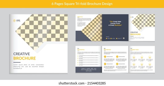 square business tri-fold brochure template with modern shapes square brochure design