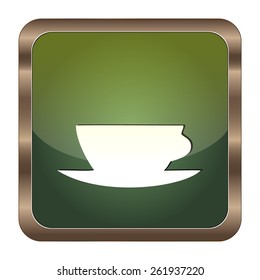 Square button cup on the white background