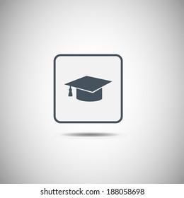 square button graduation cap icon, vector illustration. Flat design style 