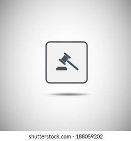 square button Hammer judge icon 