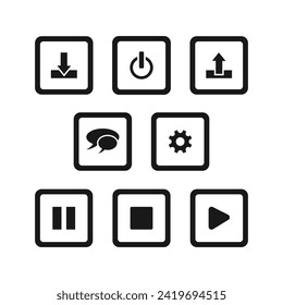 Square button icon collection. Set of web button vector icon on white background. Web button icon sign for logo, website, app, ui. Web flat vector icon illustration