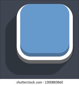 Square button isometric icon. Blue shape with drop shadow on gray background is created in trendy 3D flat style. Inactive variant.The graphic element for design saved as a vector illustration.